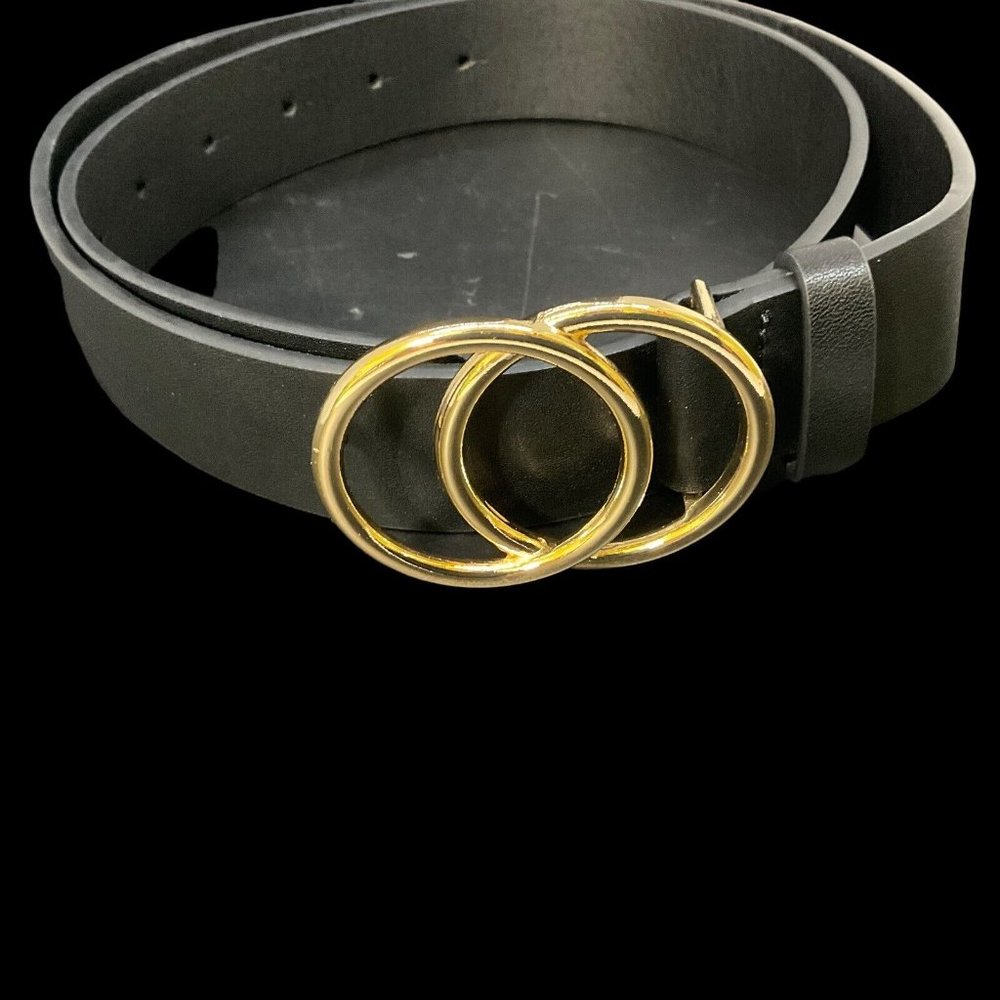 Woman’s Black  Faux Leather Fashion Belt Size 39”‎ X 1.5” New Without Tags
